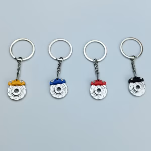 Mini Brake Rotor Keychain - Metal Caliper & Disc Car Part Keyring