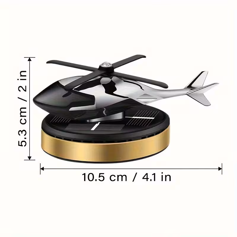 Solar Powered Helicopter Dashboard Ornament - Rotating Fan Decor & Car Air Freshener - Image 3