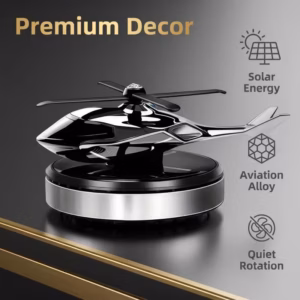 Solar Powered Helicopter Dashboard Ornament - Rotating Fan Decor & Car Air Freshener