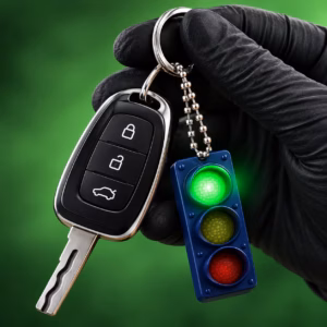 Mini Traffic Light Keychain - Light-Up LED Novelty Keyring