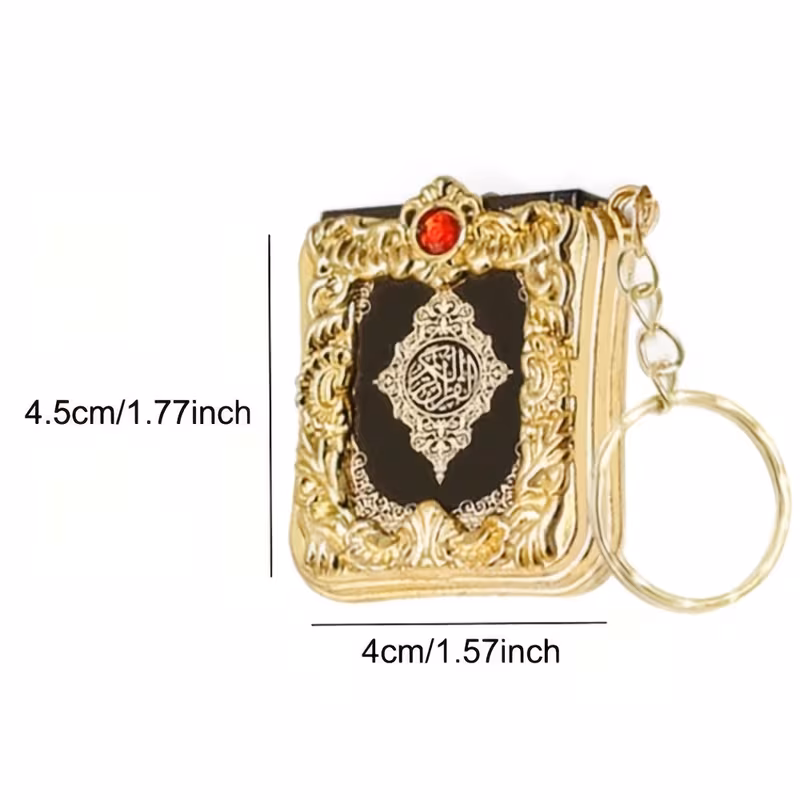 Miniature Quran Keychain - Silver Islamic Book Keyring - Image 2