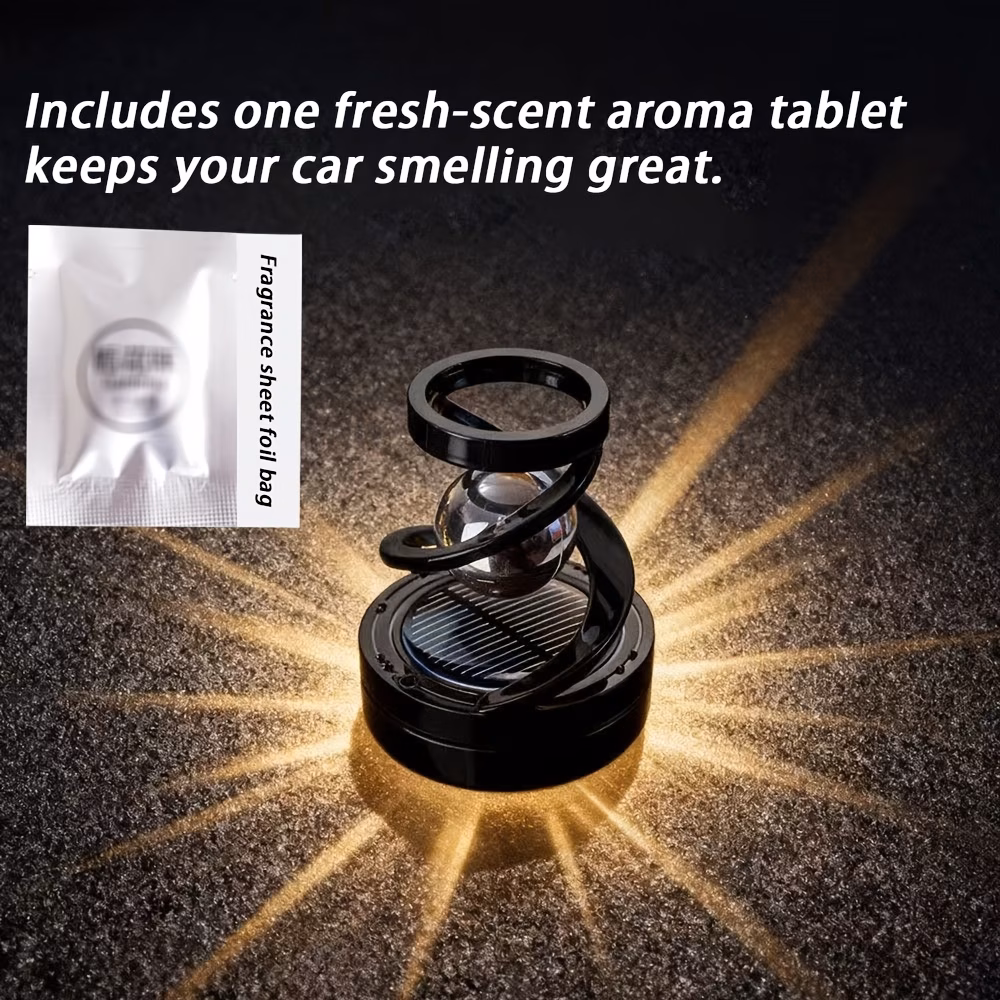 Solar Powered Car Dashboard Ornament - Rotating Sphere Decoration & Car Air Freshener - Image 2